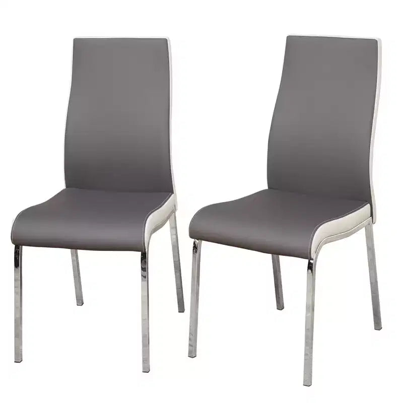 Buylateral 5pc Torrance Retro Dining Set with Padded Chair Seats and Highbacks White/Chrome/Gray