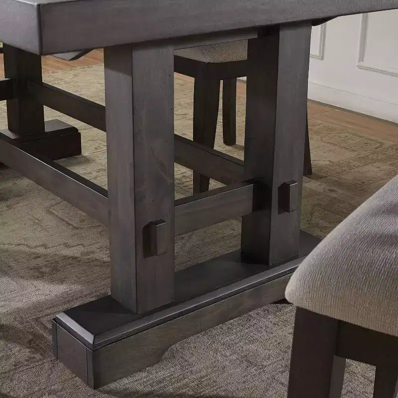 9pc Napa Dining Set Dusky Cedar - Steve Silver Co.: Farmhouse Style, Double Pedestal, Upholstered Chairs