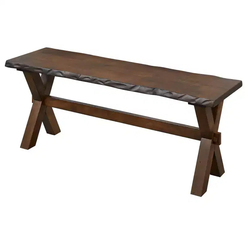Buylateral 3pc Mandeville Solid Wood Live Edge Dining Set Brown