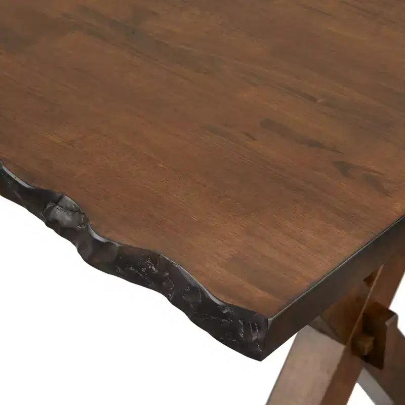 Buylateral 3pc Mandeville Solid Wood Live Edge Dining Set Brown