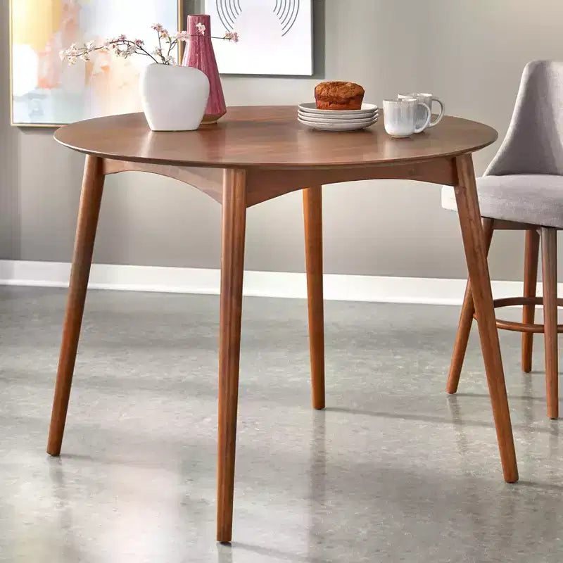 Lifestorey 3pc Derby Counter Height Dining Set Walnut/Gray: Rubberwood, Upholstered Stools, Foam Padding