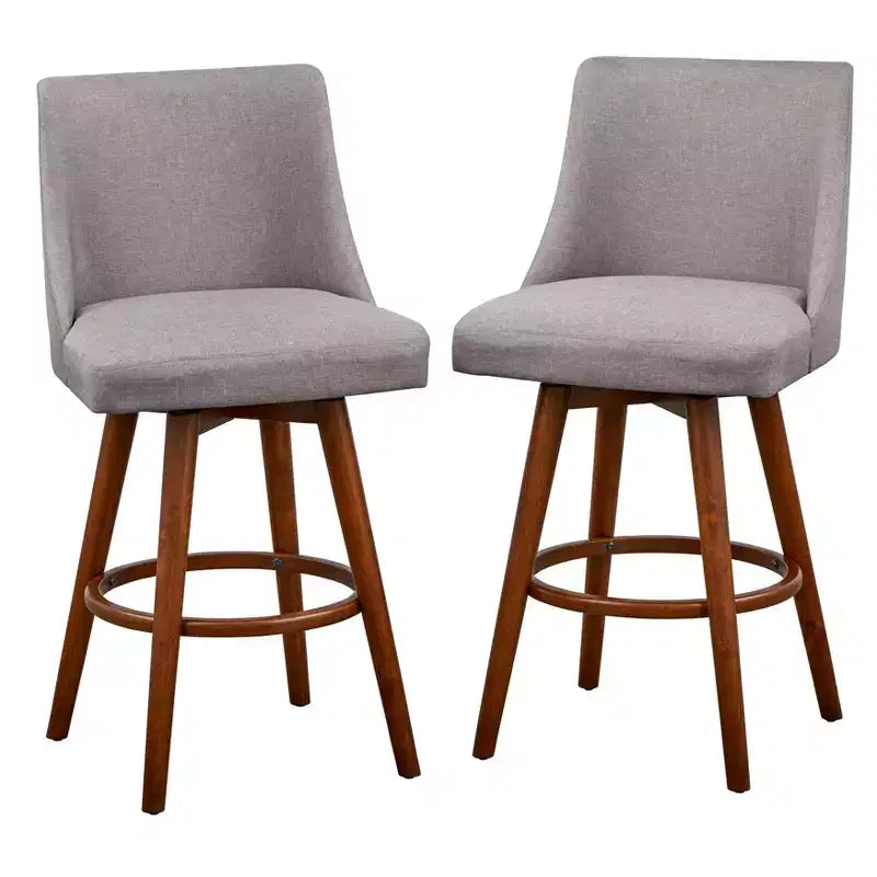 Lifestorey 3pc Derby Counter Height Dining Set Walnut/Gray: Rubberwood, Upholstered Stools, Foam Padding
