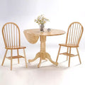 42" Dual Table with 2 Windsor Chairs Dining Sets Natural - International Concepts: Round Hardwood 3-Piece, Pedestal Base