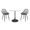 3pc Kurv Dining Set White Faux Marble/Black - Jamesdar