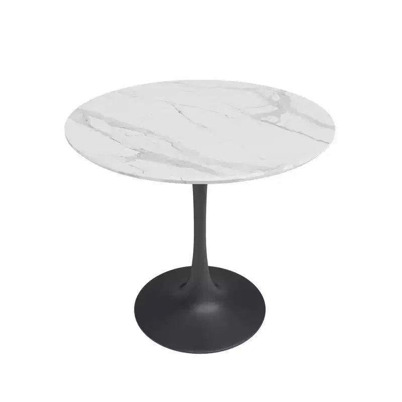 3pc Kurv Dining Set White Faux Marble/Black - Jamesdar