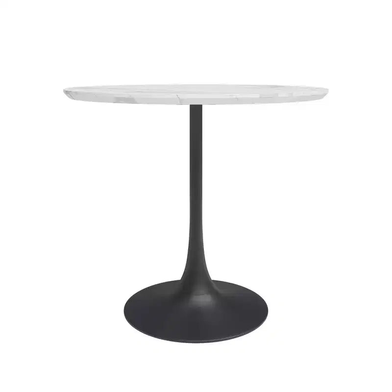 3pc Kurv Dining Set White Faux Marble/Black - Jamesdar