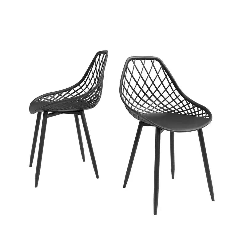 3pc Kurv Dining Set White Faux Marble/Black - Jamesdar