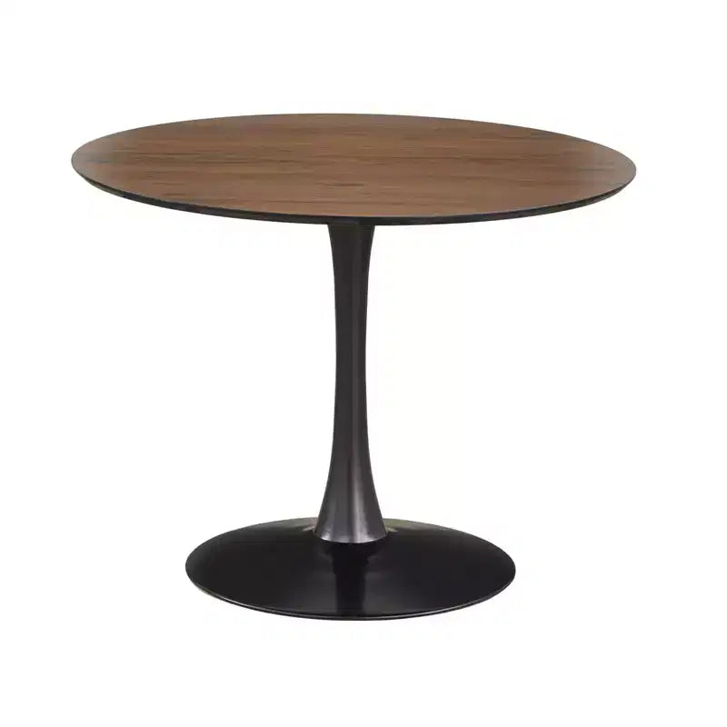 angelo:HOME 5pc Kavitt Dining Set Walnut: Modern Upholstered Chairs, Metal Frame, Pedestal Table