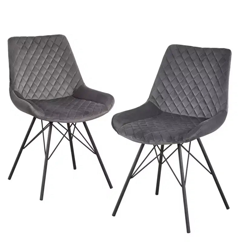 angelo:HOME 5pc Kavitt Dining Set Walnut: Modern Upholstered Chairs, Metal Frame, Pedestal Table