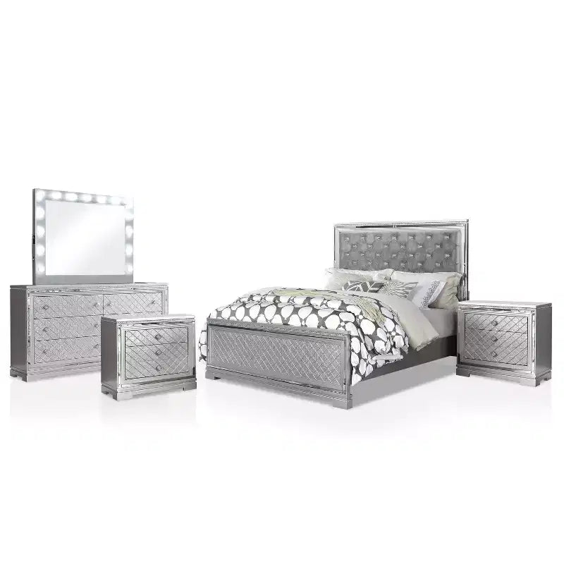5pc Eastern King Tenaya Bedroom Set Silver/Gray - HOMES: Inside + Out