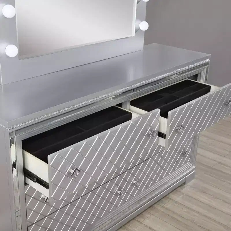 5pc Eastern King Tenaya Bedroom Set Silver/Gray - HOMES: Inside + Out