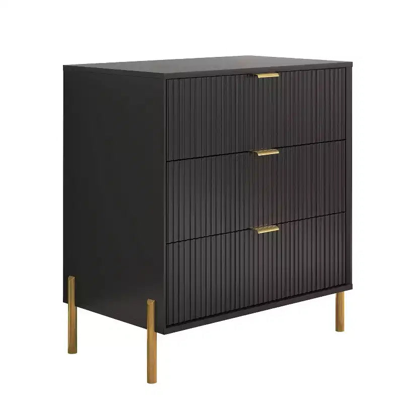 Festivo Ensemble commode 6 tiroirs et 2 tables de chevet 3 tiroirs Élegance Moderne Noir