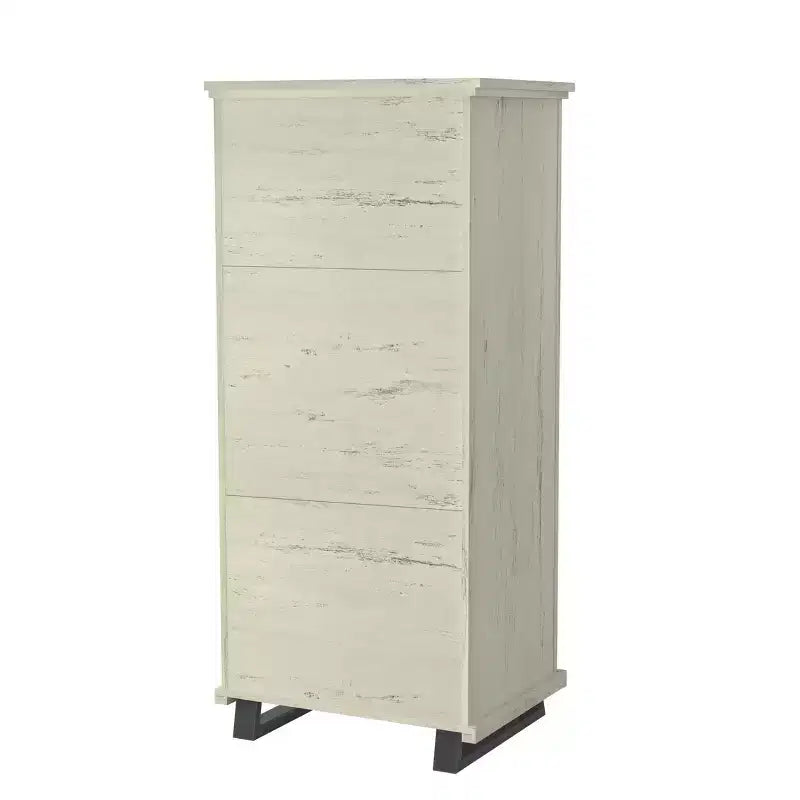 Festivo 4pc Contemporary Bedroom Chest and Dresser and Nightstand Set Saw Cut Off-White: Modern Design, MDF, Metal Base