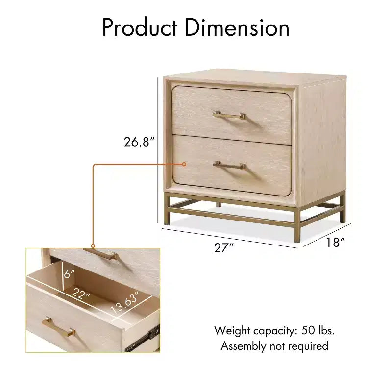 HOMES: Inside + Out 3pc Neovesi Wood 2 Nightstand and Dresser Set Boho Oak