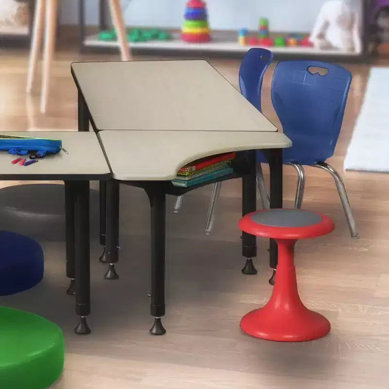 Scrivania scolastica attività regolabile in altezza 28" acero - gambe cromate, angolo arrotondato