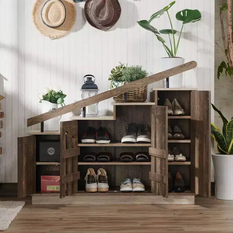 Scarpiera Rovere Riciclato – Struttura in Metallo, Ripiani Regolabili, Contiene 12 Paia