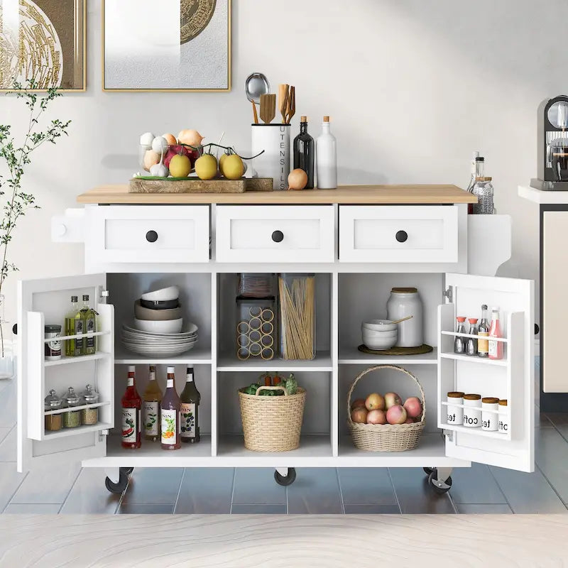 Carrello da Cucina su Ruote Portatile con Contenitore