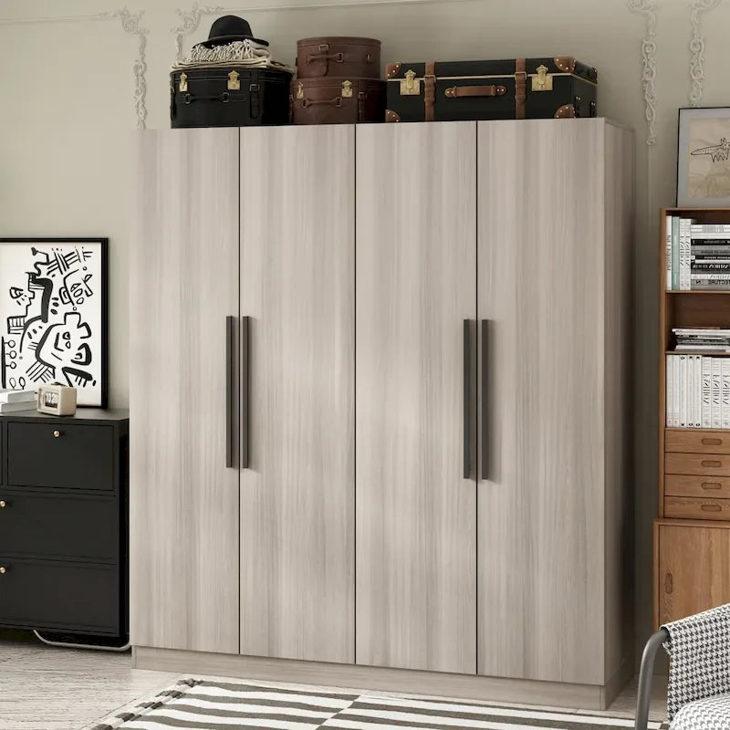 Armadio moderno freestanding in legno massiccio con ripiani