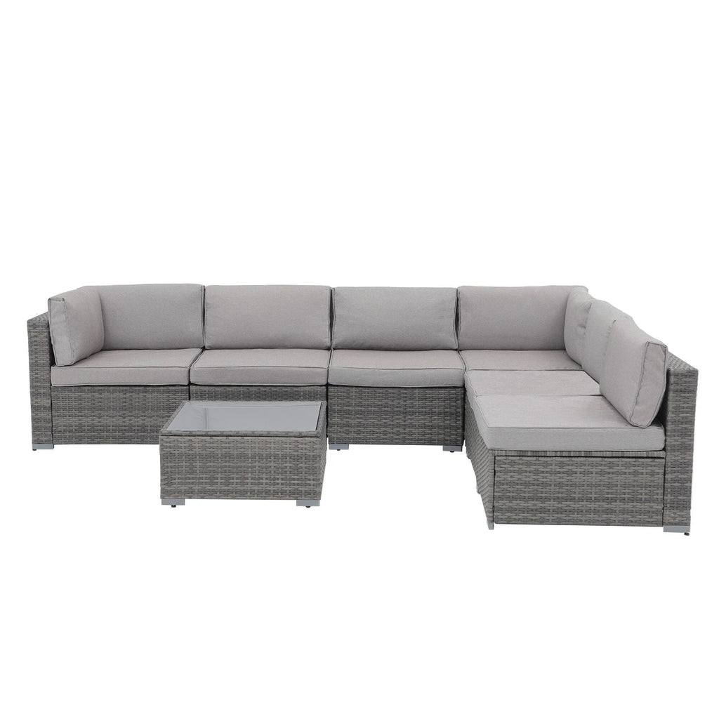Wicker/ Steel 7-piece Outdoor Cushioned Sectional Sofa Set
