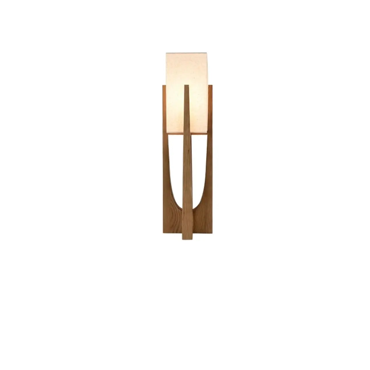 Lampade da terra a LED vintage in legno con paralume in tessuto