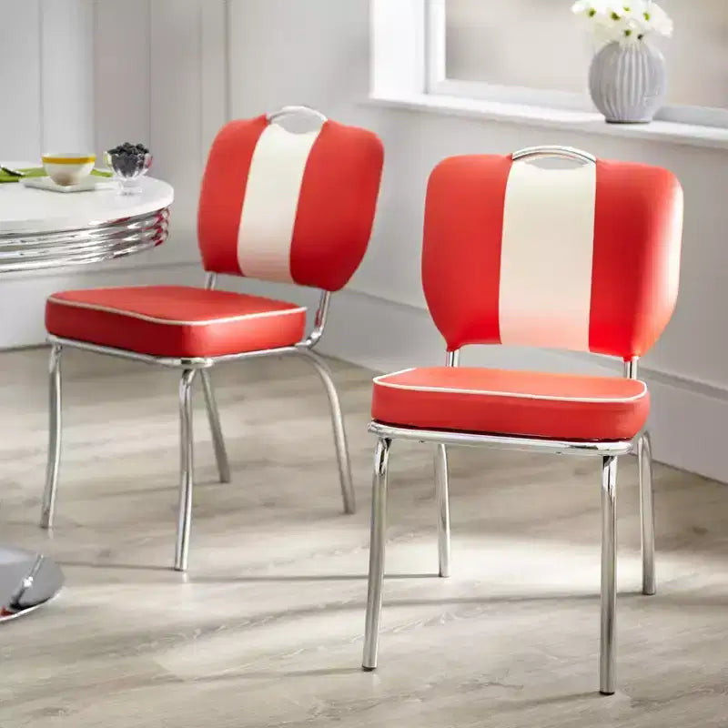 Buylateral 5pc Raleigh Retro Dining Set Chrome Pedestal Base Faux Leather Chairs