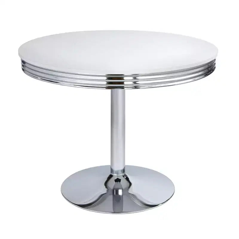Buylateral 5pc Raleigh Retro Dining Set Chrome Pedestal Base Faux Leather Chairs