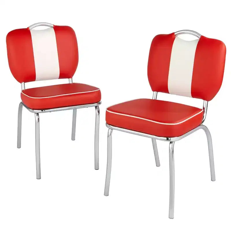 Buylateral 5pc Raleigh Retro Dining Set Chrome Pedestal Base Faux Leather Chairs