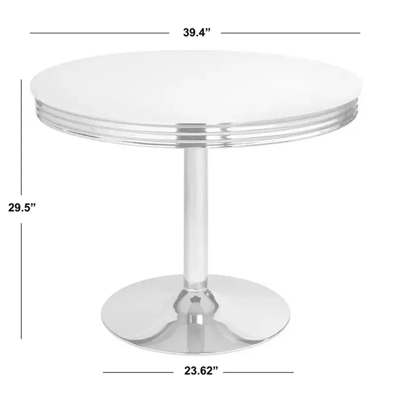 Buylateral 5pc Raleigh Retro Dining Set Chrome Pedestal Base Faux Leather Chairs