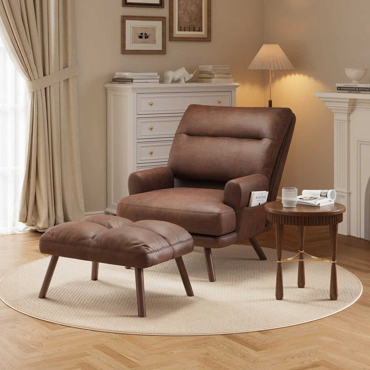 Poltrona reclinabile regolabile OVIOS con pouf/ottoman