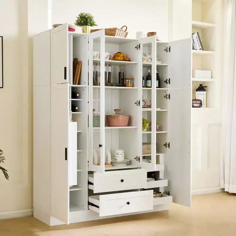 Whisen 71''H Freestanding Kitchen Storage Pantry, Large Dining Storage Cabinet Cupboard Sideboards With 6 Doors, Adjustable Shelves