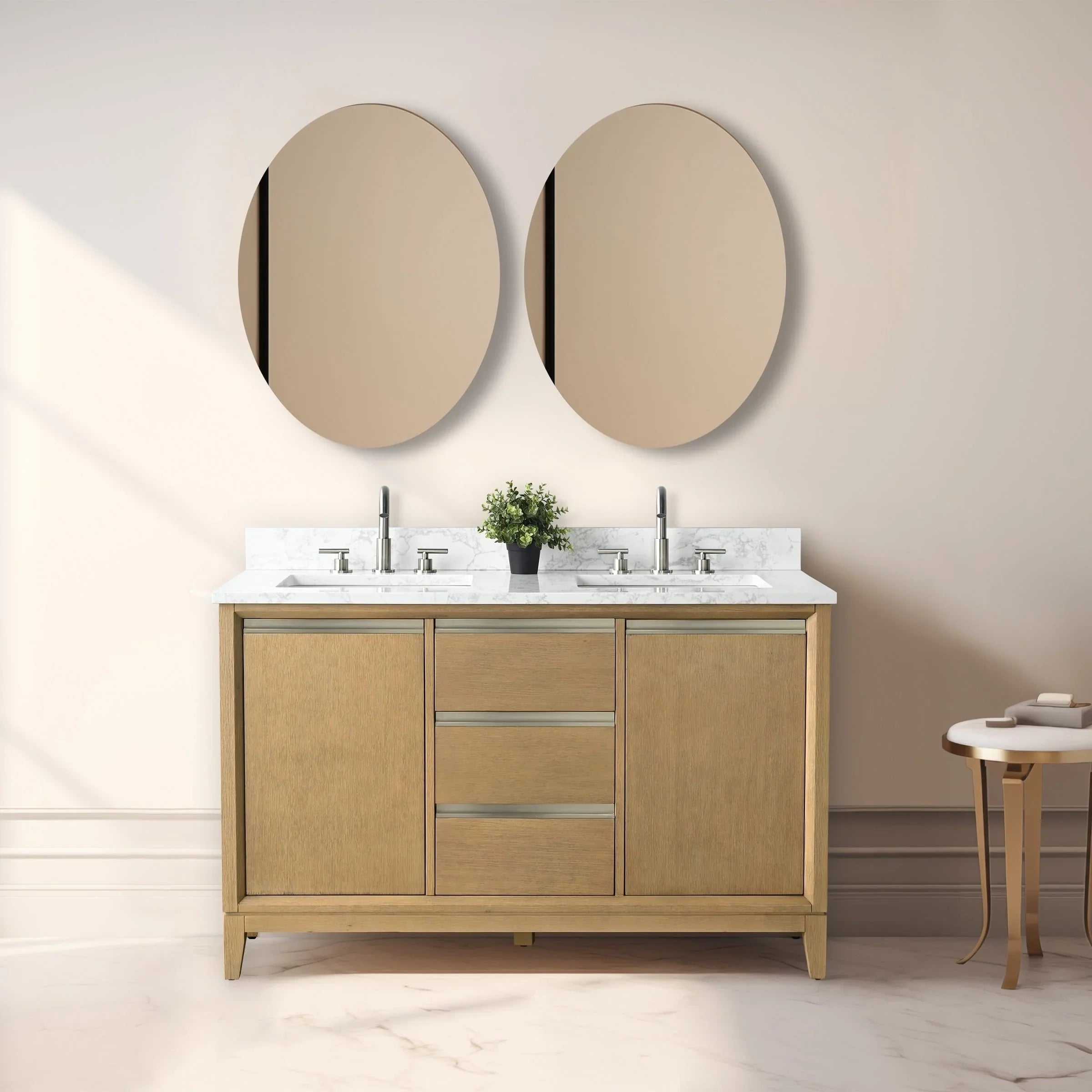Mobile da Bagno Vanity Art con Lavabo in Ceramica e Top in Marmo Ricomposto
