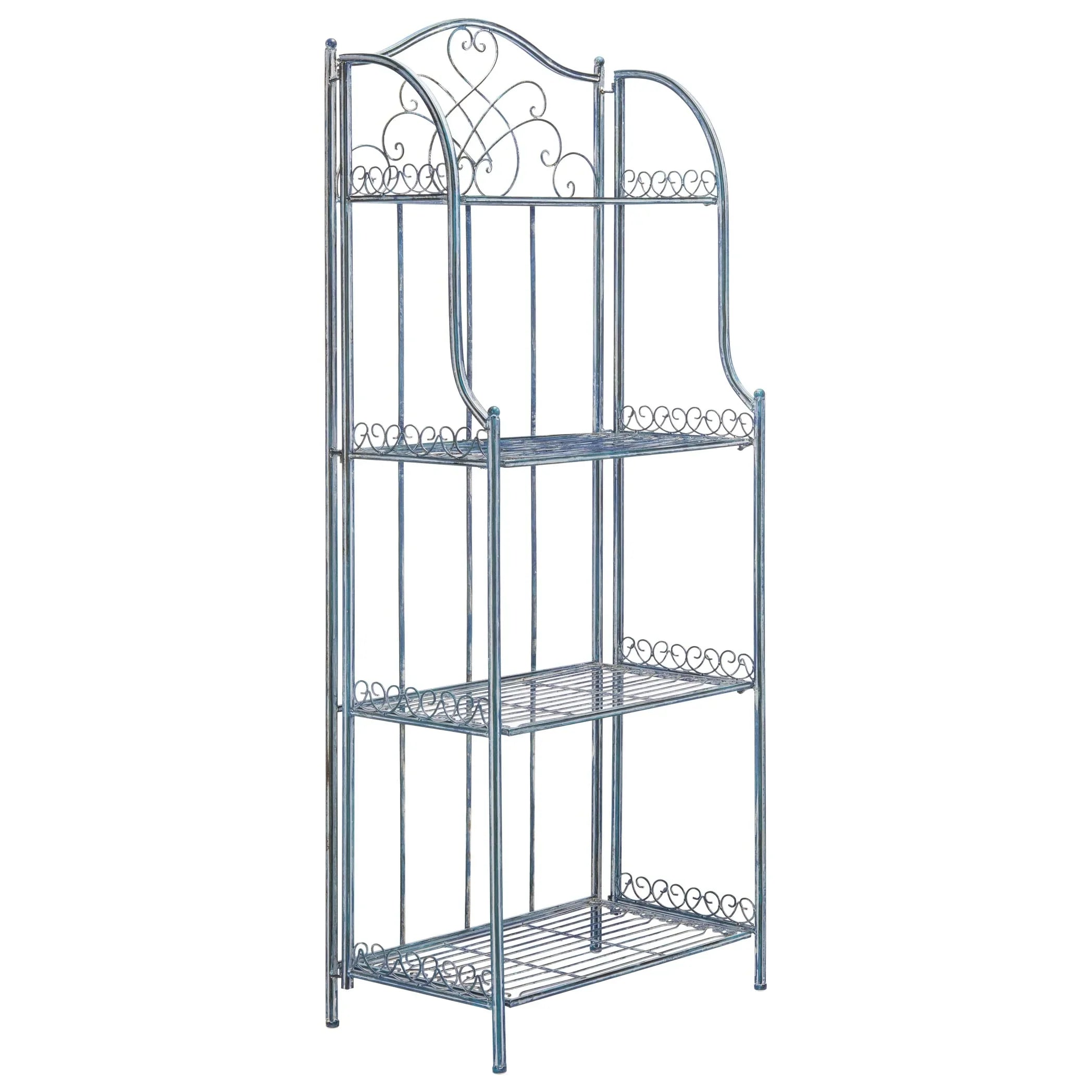 SAFAVIEH Bryn Scaffale da panettiere da esterno a 4 ripiani in ferro battuto vittoriano - 25 pollici L x 15 pollici P x 63 pollici H - 25 L x 15 P x 63 H