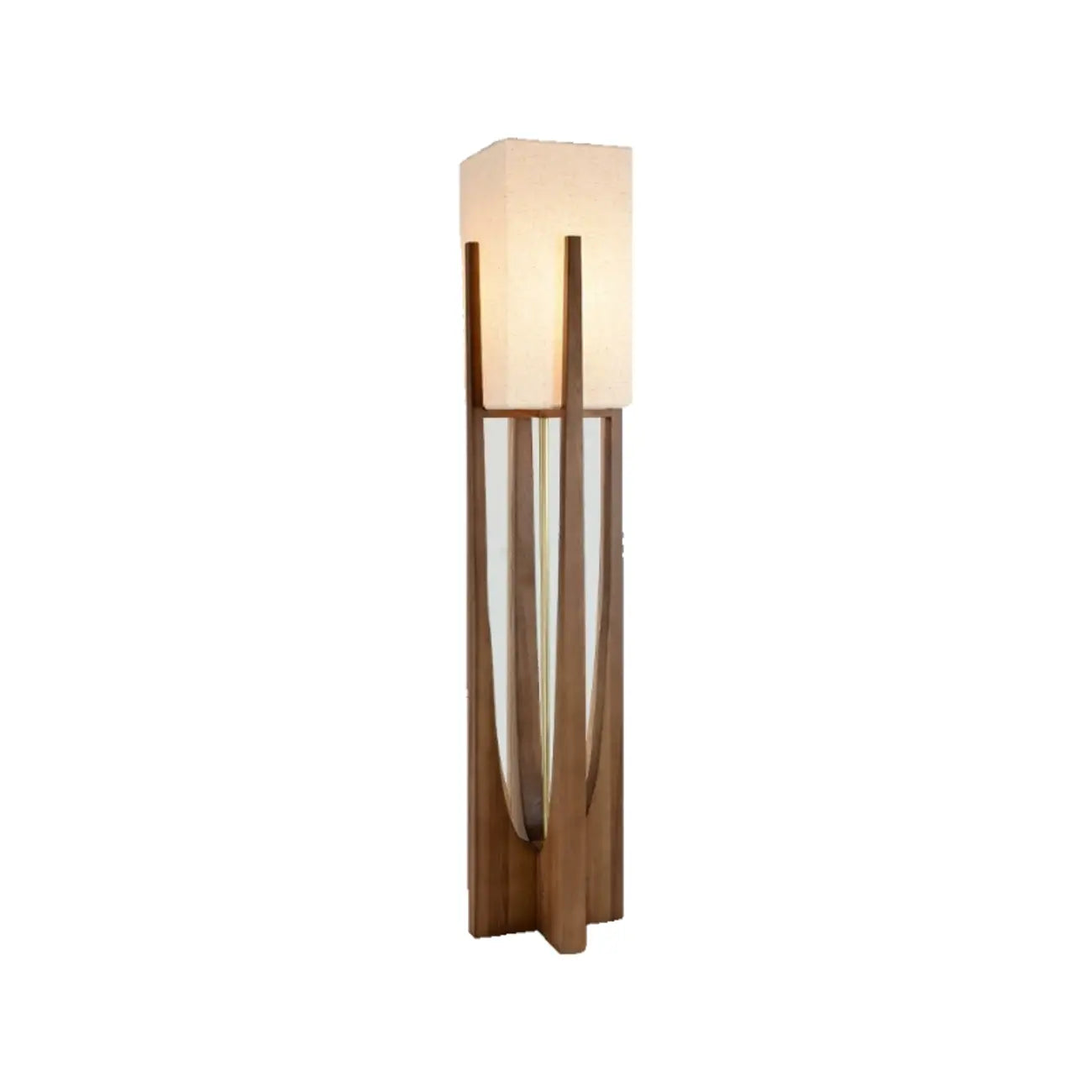 Lampade da terra a LED vintage in legno con paralume in tessuto