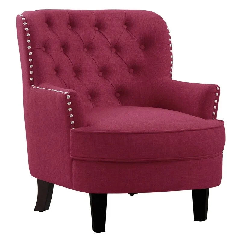 Moser Bay Mignon Poltrona Accent con Schienale Alto Trapuntato, Velluto/Lino, 76 cm
