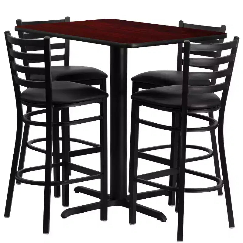 Flash Furniture 24''W x 42''L Rectangular Laminate Table Set with 4 Ladder Back Metal Barstools