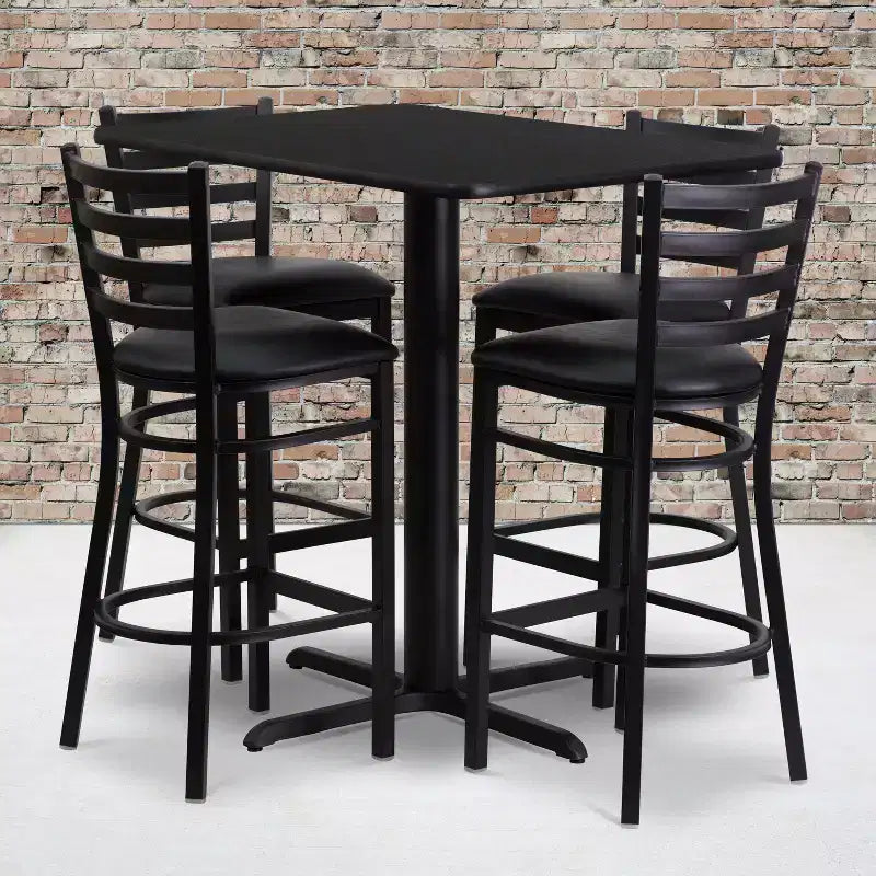 Flash Furniture 24''W x 42''L Rectangular Laminate Table Set with 4 Ladder Back Metal Barstools