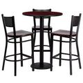 Flash Furniture 30'' Round Laminate Table Set with 3 Grid Back Metal Barstools