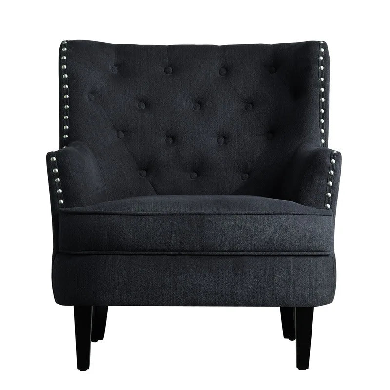 Moser Bay Mignon Poltrona Accent con Schienale Alto Trapuntato, Velluto/Lino, 76 cm