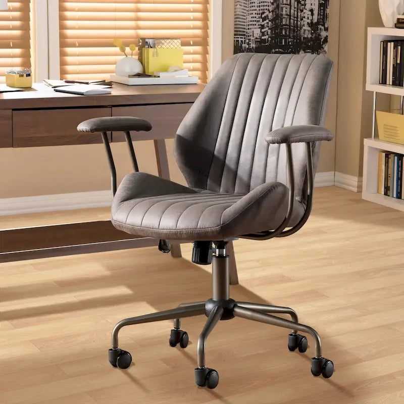 Sedia da ufficio ergonomica in tessuto scamosciato con supporto lombare