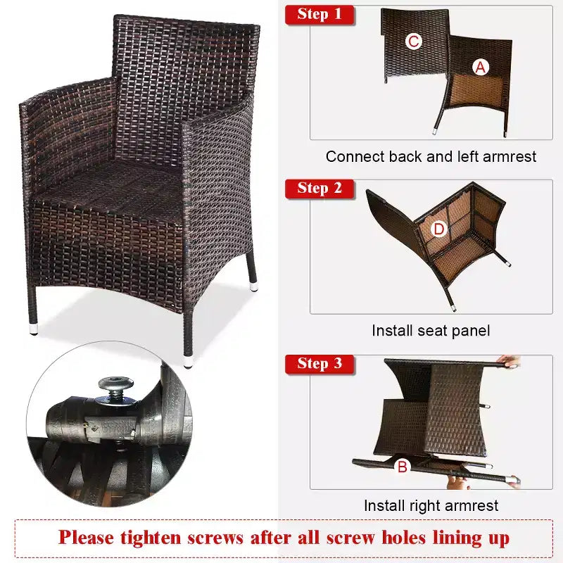 Costway Outdoor 3 PCS PE Rattan Wicker Furniture Sets Chairs Coffee Table Garden