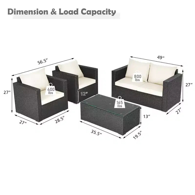 Costway 8PCS Patio Rattan Furniture Set Cushioned Sofa Chair Coffee Table Turquoise\Red\Black