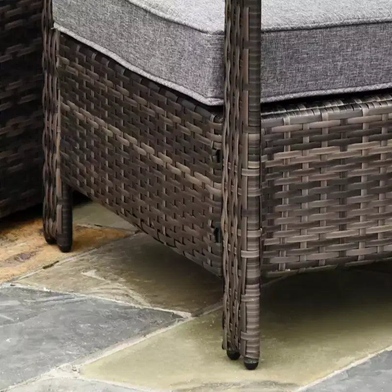 Outsunny 3 Piece Patio Furniture Set, PE Rattan Wicker Storage Table and Chairs w/ Tufted Cushions