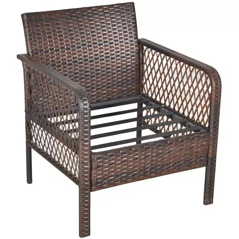 Outsunny 5-Piece Wicker Patio Armchair Set with Ottoman, Outdoor PE Rattan Furniture Set with Comfortable Zippered Cushions & Weather-Fighting Build