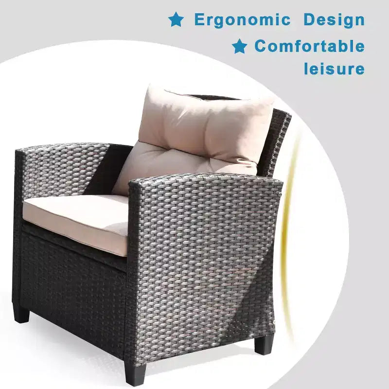 Costway 4PCS Outdoor Rattan Furniture Set Cushioned Sofa Armrest Table