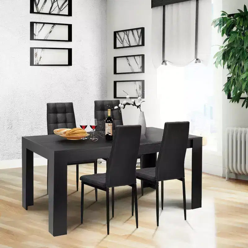 Costway Ensemble de salle à manger 9 pièces Table en bois et 8 chaises en tissu Maison Cuisine Moderne