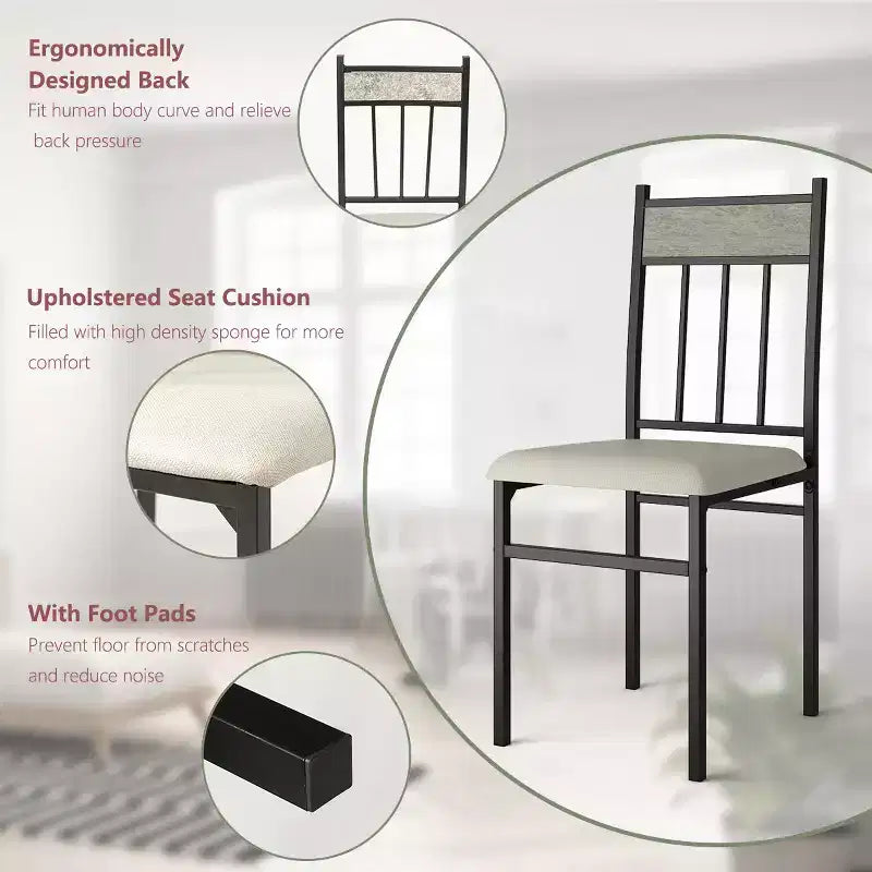 Costway 5 Piece Dining Set Faux Marble Top Table 30'' and 4 Padded Seat Chairs W/ Metal Legs