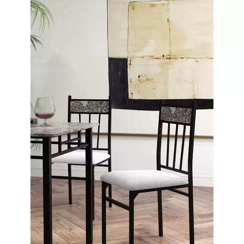 Costway 5 Piece Dining Set Faux Marble Top Table 30'' and 4 Padded Seat Chairs W/ Metal Legs