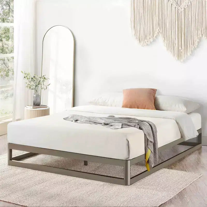 Telaio Letto a Piattaforma Rotondo in Metallo da 9" con Angoli Arrotondati Grigio