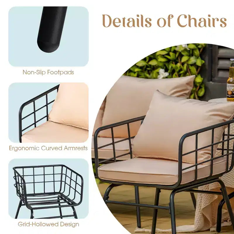 Costway 4PCS Patio Furniture Set Cushioned Sofa Loveseat Armrest Table Garden
