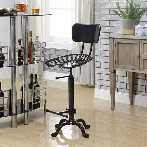 Sgabello da Bar Regolabile ad Altezza Bancone con Schienale a Sedile di Trattore